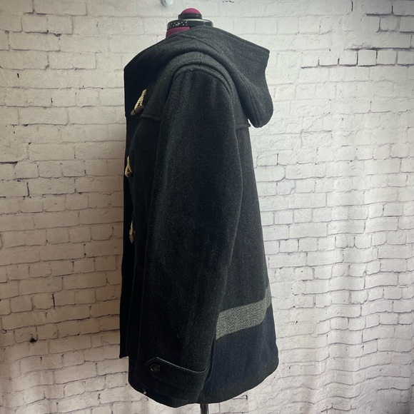 Gap size small dark gray wool blend hooded jacket duffle coat - Picture 2 of 8